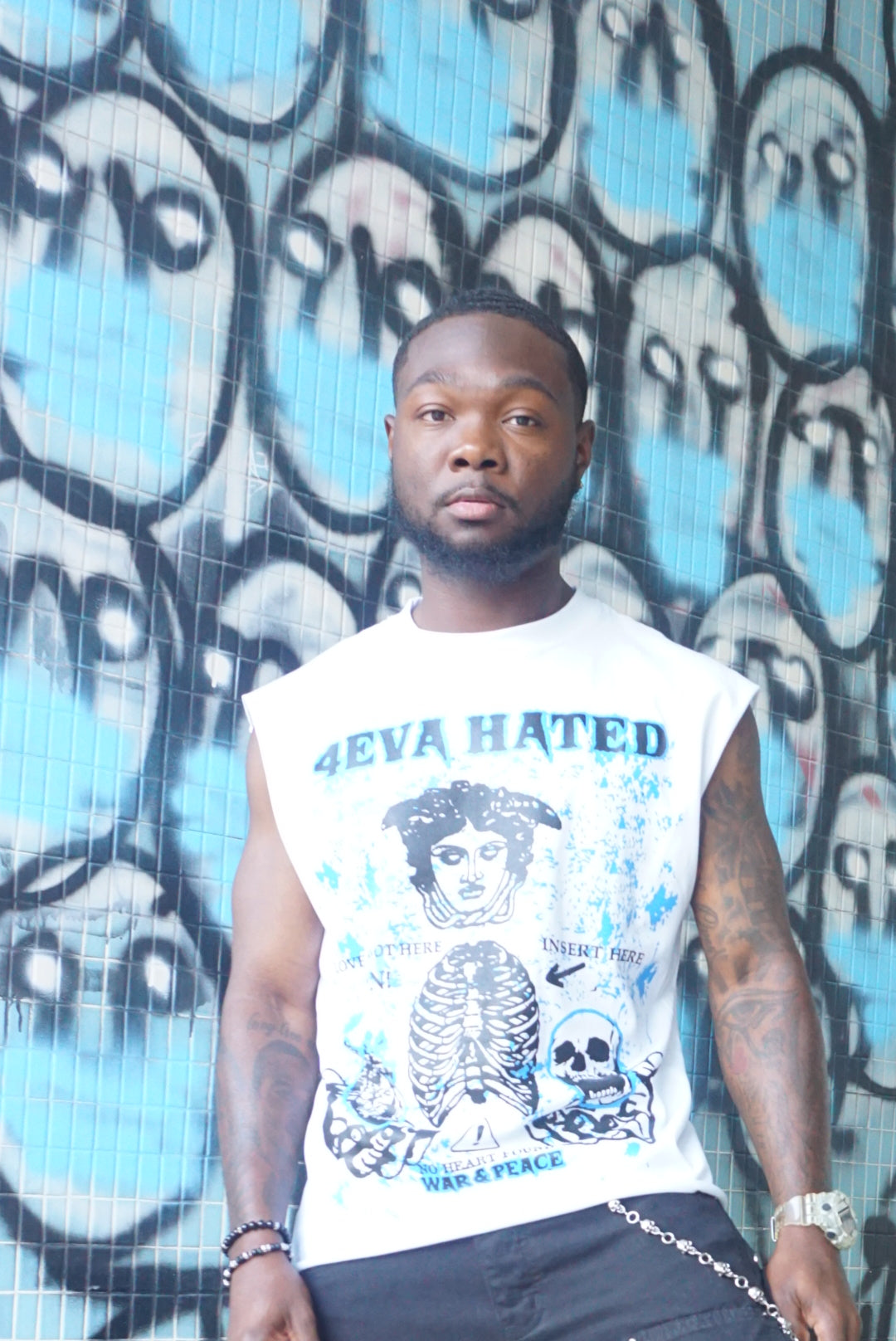 Sleeveless War & Peace Tee “Blue”